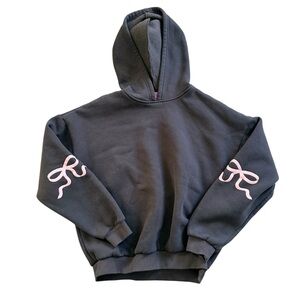 Edikted Gray Hoodie with Pink bows